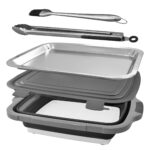 bbq folding basket set with tray clips & brush