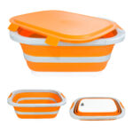 Foldable 20L Prep Basin with Locking Lid - Orange