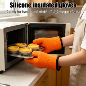 silicone bbq gloves cotton lined heat resistant