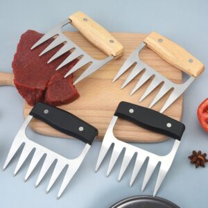 stainless meat claw with beechwood handle 2 pack