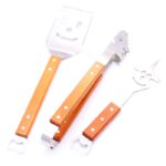 bbq spatula set with bottle opener wood handles