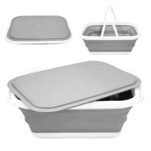 18l collapsible storage bucket with lid & drain hole