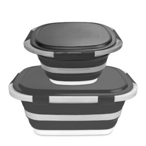 foldable 10l prep basin with lid black