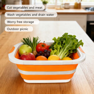 foldable 20l prep basin with locking lid orange