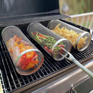 rotating bbq grill basket set