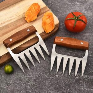 stainless meat claw with beechwood handle 2 pack