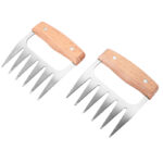 stainless meat claw with beechwood handle 2 pack