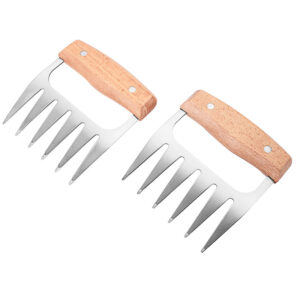 stainless meat claw with beechwood handle 2 pack