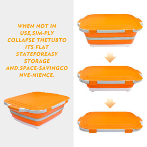 foldable bbq prep tub with locking lid