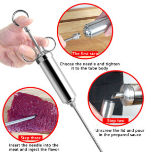 304 stainless meat injector marinade syringe