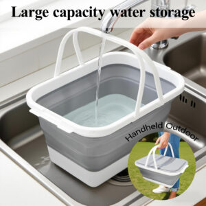 18l collapsible storage bucket with lid & drain hole