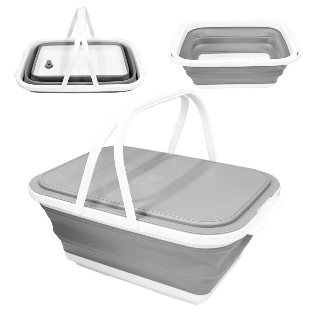 18l collapsible storage bucket with lid & drain hole