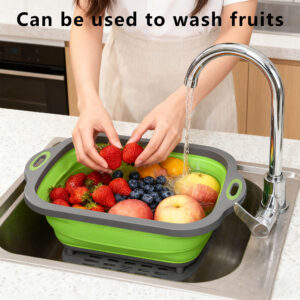 foldable cutting board & colander 2 in 1
