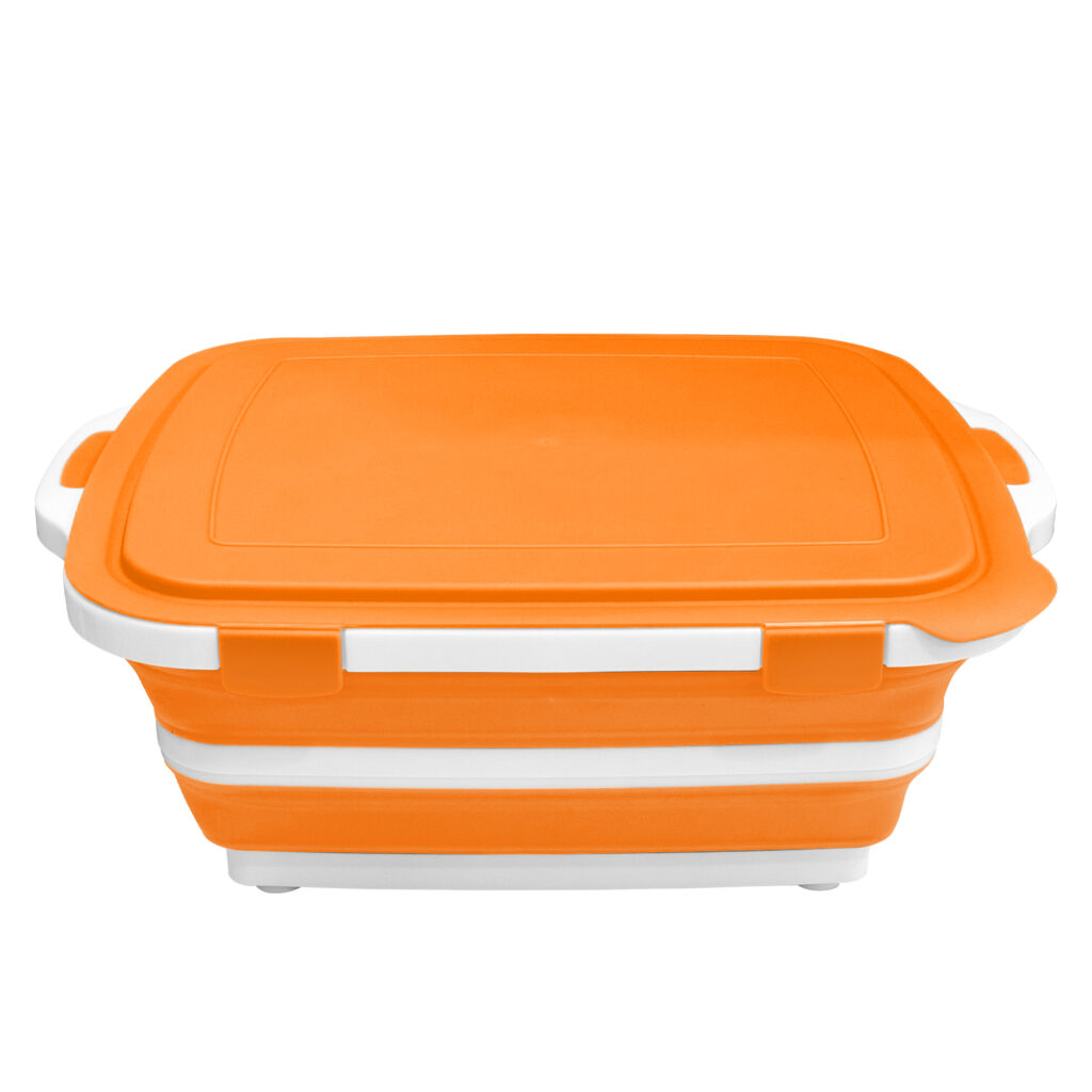 foldable bbq prep tub with locking lid