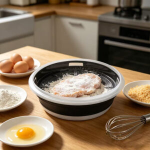 26cm collapsible shaker breading bowl black