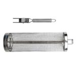 rotating bbq grill basket stainless steel handles