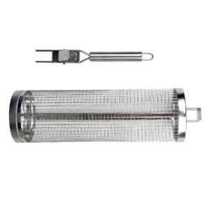 rotating bbq grill basket stainless steel handles