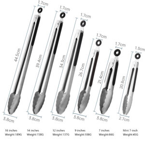 stainless bbq tongs 6 sizes foldable