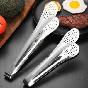 stainless bbq tongs with drainage holes