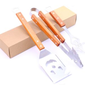 bbq spatula set with bottle opener wood handles