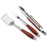 bbq tool set 4 piece stainless with wood handles