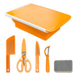 folding cutting board & knife set 7 piece