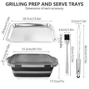 bbq folding basket set with tray clips & brush