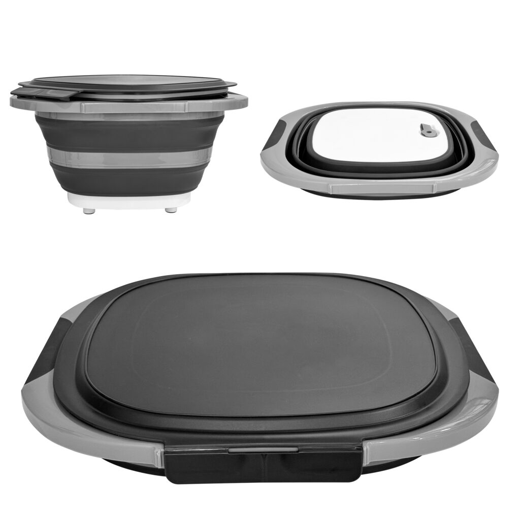 foldable 10l prep basin with lid black