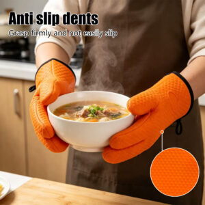 silicone bbq gloves cotton lined heat resistant