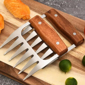 stainless meat claw with beechwood handle 2 pack