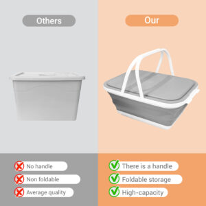 18l collapsible storage bucket with lid & drain hole