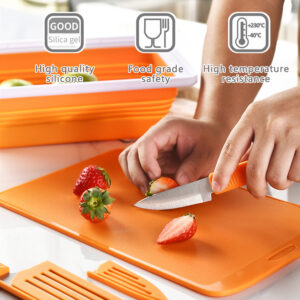 folding cutting board & knife set 7 piece