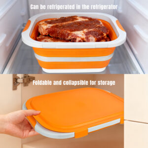 foldable 20l prep basin with locking lid orange