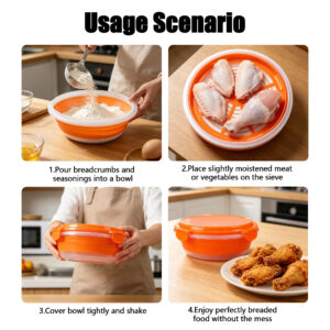 26cm collapsible breading bowl leak proof buckle lid