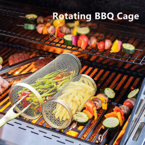 rotating bbq grill basket set