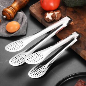 stainless bbq tongs with drainage holes