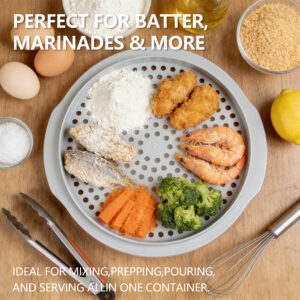 26cm collapsible shaker breading bowl with sieve