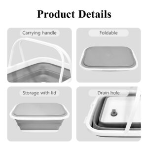 18l collapsible storage bucket with lid & drain hole
