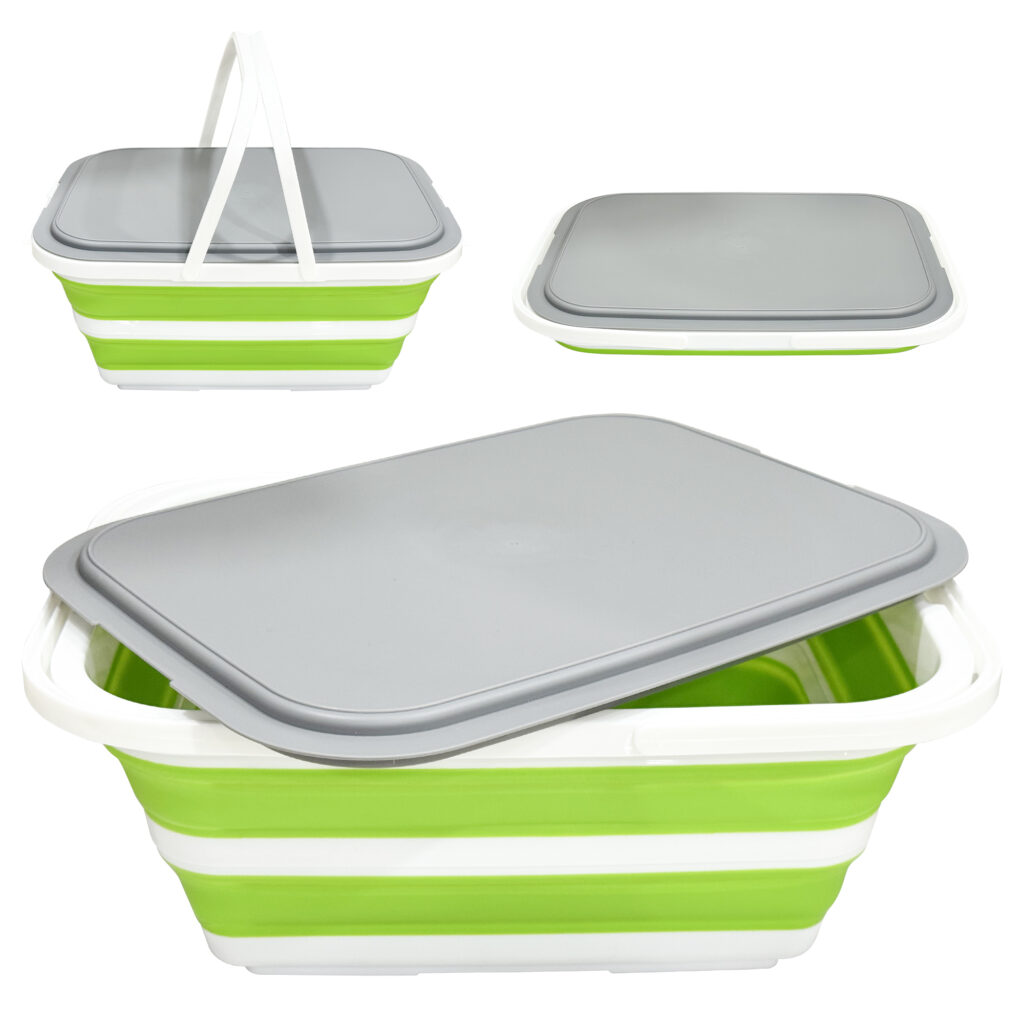 folding storage basket with sealed lid 16l
