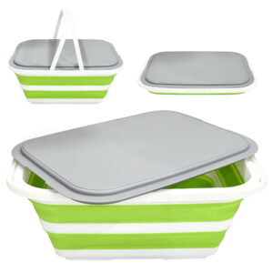 folding storage basket with sealed lid 16l