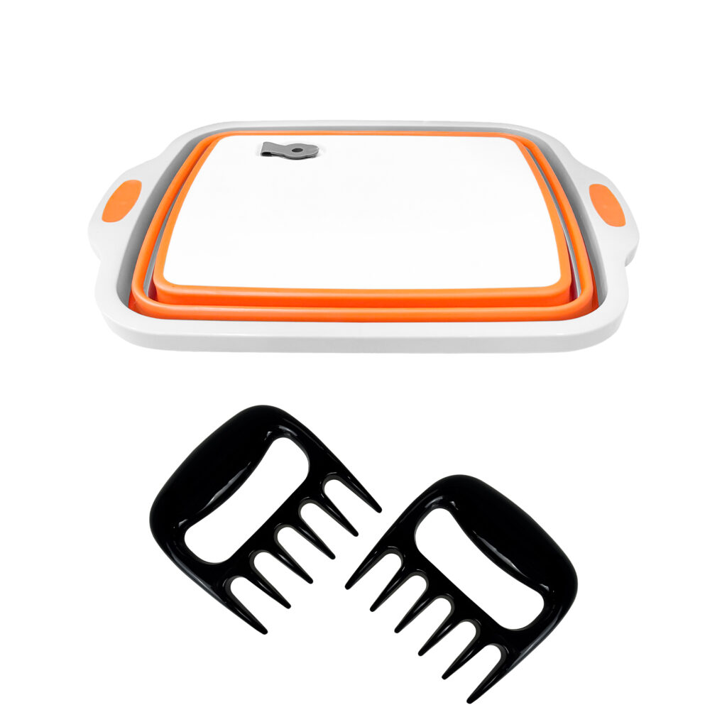 folding 3 in 1 prep basin cutting board, wash basin & grill tray
