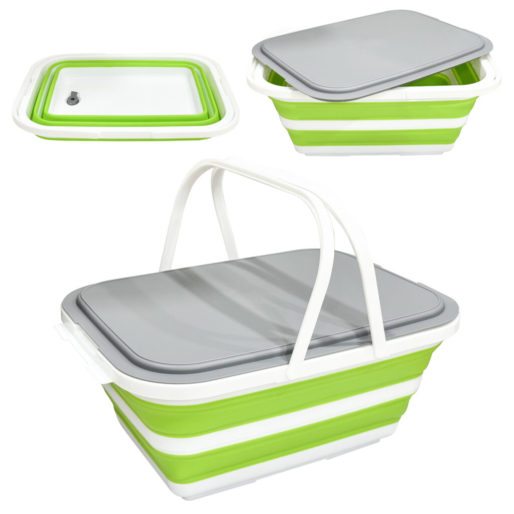 folding storage basket with sealed lid 16l