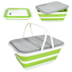 folding storage basket with sealed lid 16l