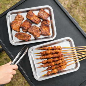 bbq folding basket set with tray clips & brush
