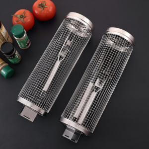 rotating bbq grill basket stainless steel handles