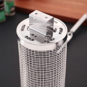 rotating bbq grill basket stainless steel handles