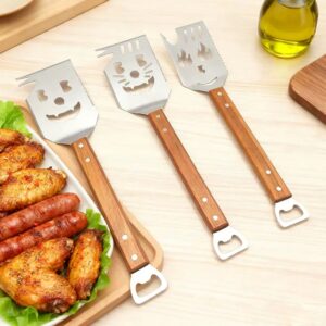 bbq spatula set with bottle opener wood handles