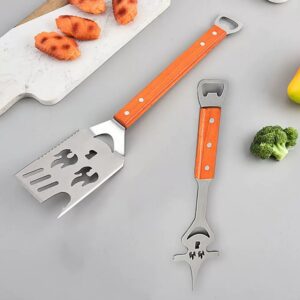 bbq spatula set with bottle opener wood handles