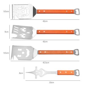 bbq spatula set with bottle opener wood handles